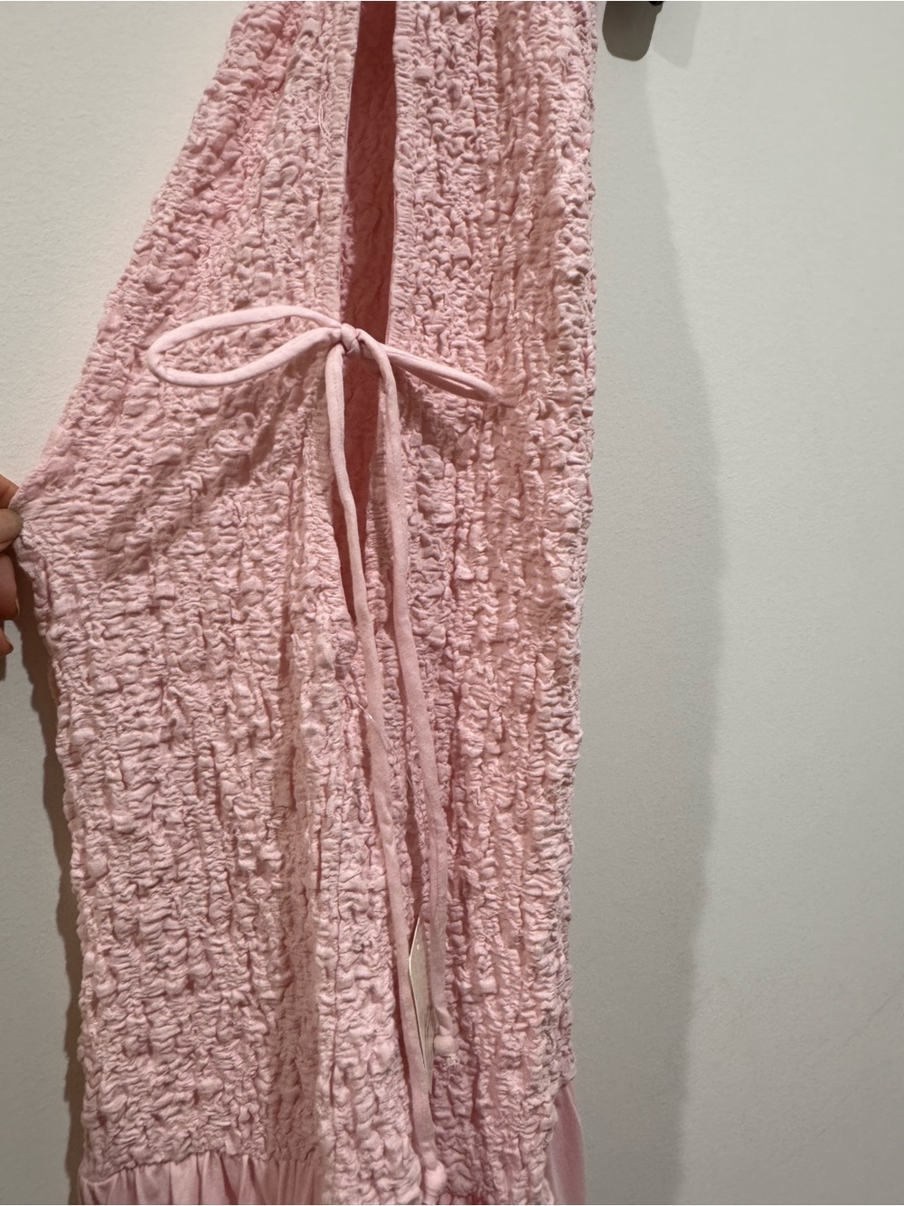 Free People free-est sterling Smocked side tieTiered Maxi Dress PinkChalk L NWT - Picture 5 of 11